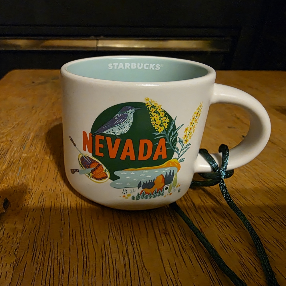 Starbucks Nevada Mug with Green Interior and Colorful Design